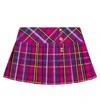 Versace Multicolour Tartan-pattern Pleated Skirt In Red