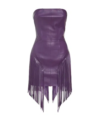 Versace Tassel Mini Dress In Purple
