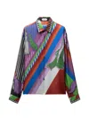 Versace Printed Silk Twill Regular Shirt In Brown