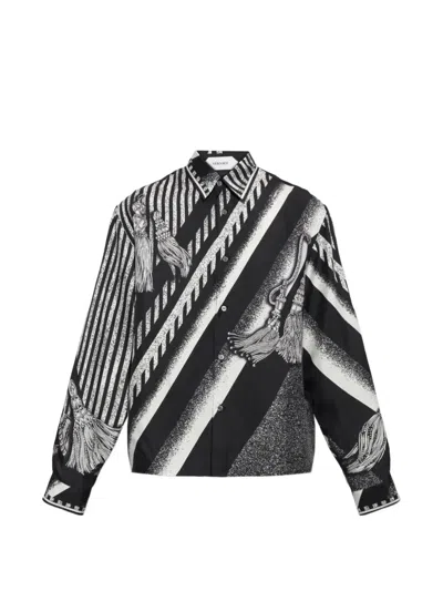 Versace Long-sleeved Graphic Print Silk Shirt In Animal Print