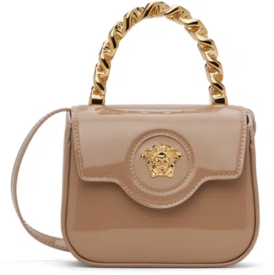 Versace Taupe Mini Top Handle Bag In Brown