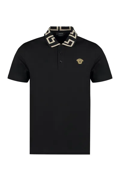Versace Taylor Fit Polo Shirt With Greca Collar