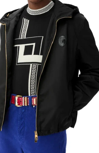Versace Technical Twill Blouson Jacket In Black