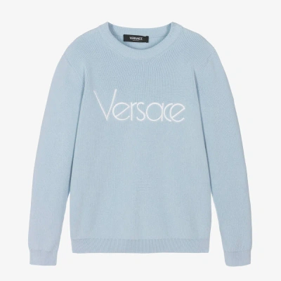Versace Teen Blue Cotton Knit Sweater