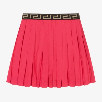 Versace Teen Girls Fuchsia Pink Pleated Satin Skirt