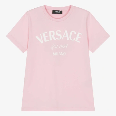 Versace Teen Girls Pale Pink Cotton T-shirt