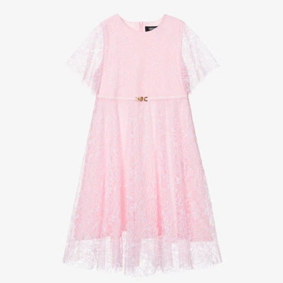 Versace Teen Girls Pink Floral Tulle Dress