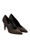 Versace Tejus Leather Pumps In Brown