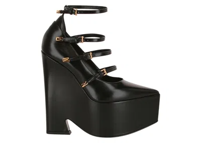 Pre-owned Versace Tempest Buckle Platform Pumps (women's) Sneakers In Black