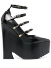 Versace Black Leather Tempest Pumps In Black