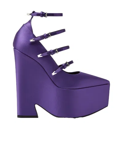VERSACE VERSACE TEMPEST STRAPPY PLATFORM POINTED TOE PUMPS
