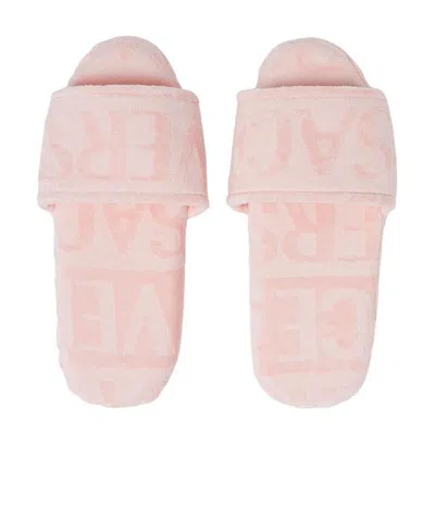 Versace Terry Cotton Logo Slippers In Multi