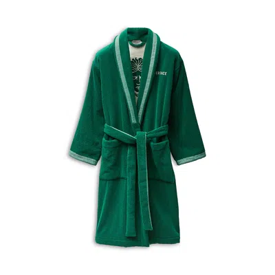 Versace Terry Medusa Jacquard Bathrobe In Green