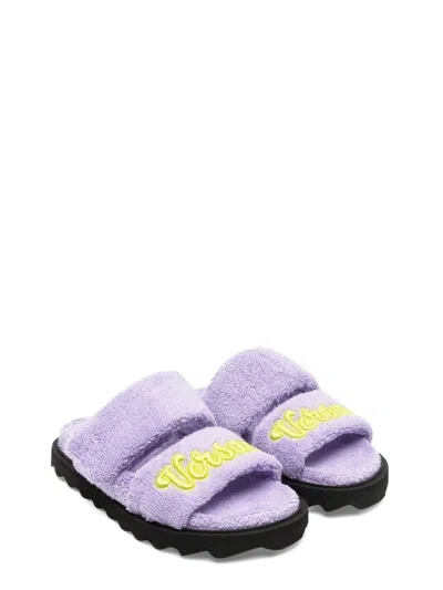 Versace Terry Slipper And Embroidery In Purple