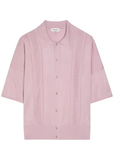 Versace Textured Fine-knit Top In Pink