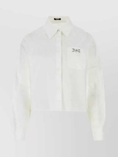 VERSACE TEXTURED SHIRT WITH CROPPED LENGTH AND CHEST POCKET