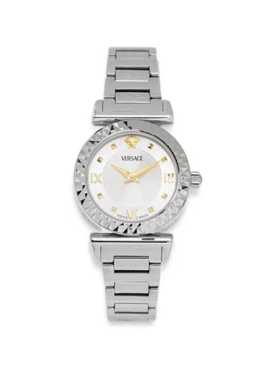 Versace Textured-bezel 27mm Watch In Silver