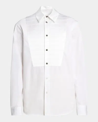 Versace Textured-bib Cotton Shirt In White