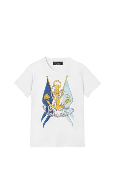 Versace Kids' The Anchor  T-shirt In White
