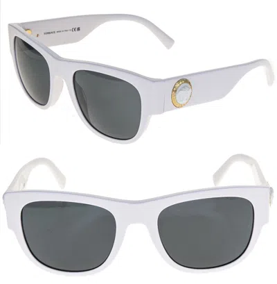 Pre-owned Versace The Clans Medusa Ares Stud White Emblem 4359 Ve4359 Unisex Sunglasses In Gray