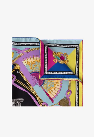 Versace The Fans Print Silk Foulard In Multicolor