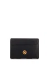 Versace Black Small Wallet With Medusa Biggie Logo In Leather Woman In Black