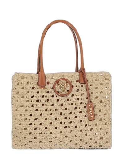 Versace The Mini Medusa Tote Handbag In Brown