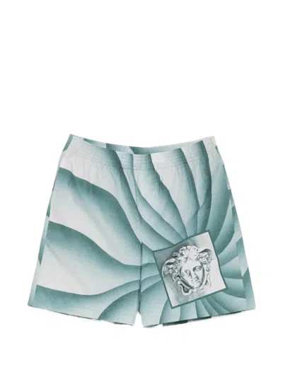 Versace Wide-leg Printed Cotton-poplin Shorts In Multi
