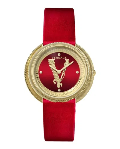 Versace Thea Leather Watch In Gold