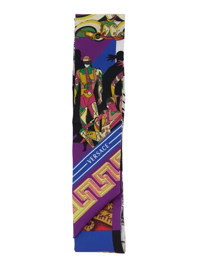 Versace Theater Print Silk Scarf 86 X 5 Cm For Women In Multicolor