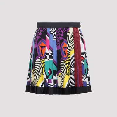 Versace Theatrical Foulard-style Silk Midi Skirt In Multi