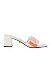 Versace Theia Barocco 55mm Raffia Mules In Coral