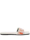 Versace Theia Barocco Raffia Slides In White