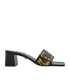 Versace Theia Barocco Square Open Toe Sandals In Black