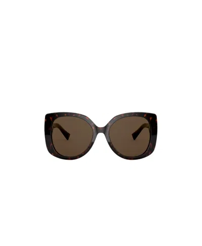 Versace Thick-framed Sunglasses In Brown