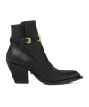 Versace Leather Ankle Boots In Black