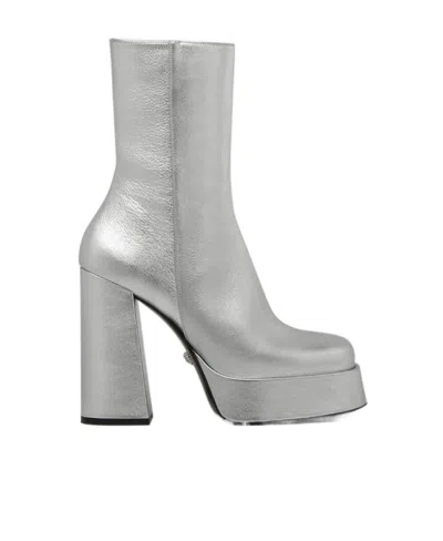 Versace Thick-heeled Boots In Gray