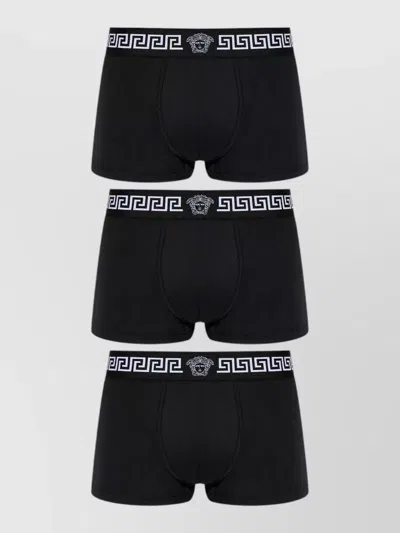 Versace Three Boxer Briefs Set Low Rise In Black