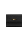 Versace Myth Leather Tri-fold Wallet In Black
