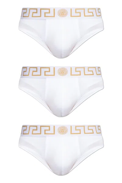 Versace Three-pack Briefs In White