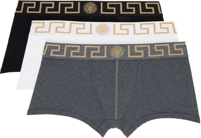 VERSACE THREE-PACK MULTICOLOR GRECA BORDER BOXER BRIEFS