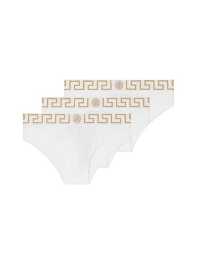 Versace Three-pack Of Briefs In White