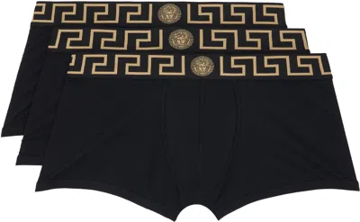 Versace Three-pack Black Cotton-jersey Boxer Briefs