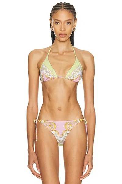 Versace Tie Bikini Top In Yellow