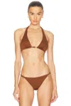 Versace Tie Bikini Top In Tobacco