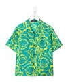 Versace Tie-dye Short-sleeve Shirt In Green