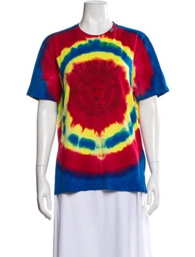 Pre-owned Versace Tie-dye Print Crew Neck T-shirt In Multi