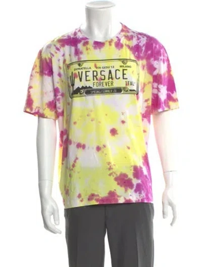 Pre-owned Versace Tie-dye Print Crew Neck T-shirt In Pink