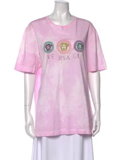 Pre-owned Versace Tie-dye Print Crew Neck T-shirt In Pink