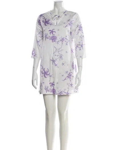 Pre-owned Versace Tie-dye Print Mini Dress In White